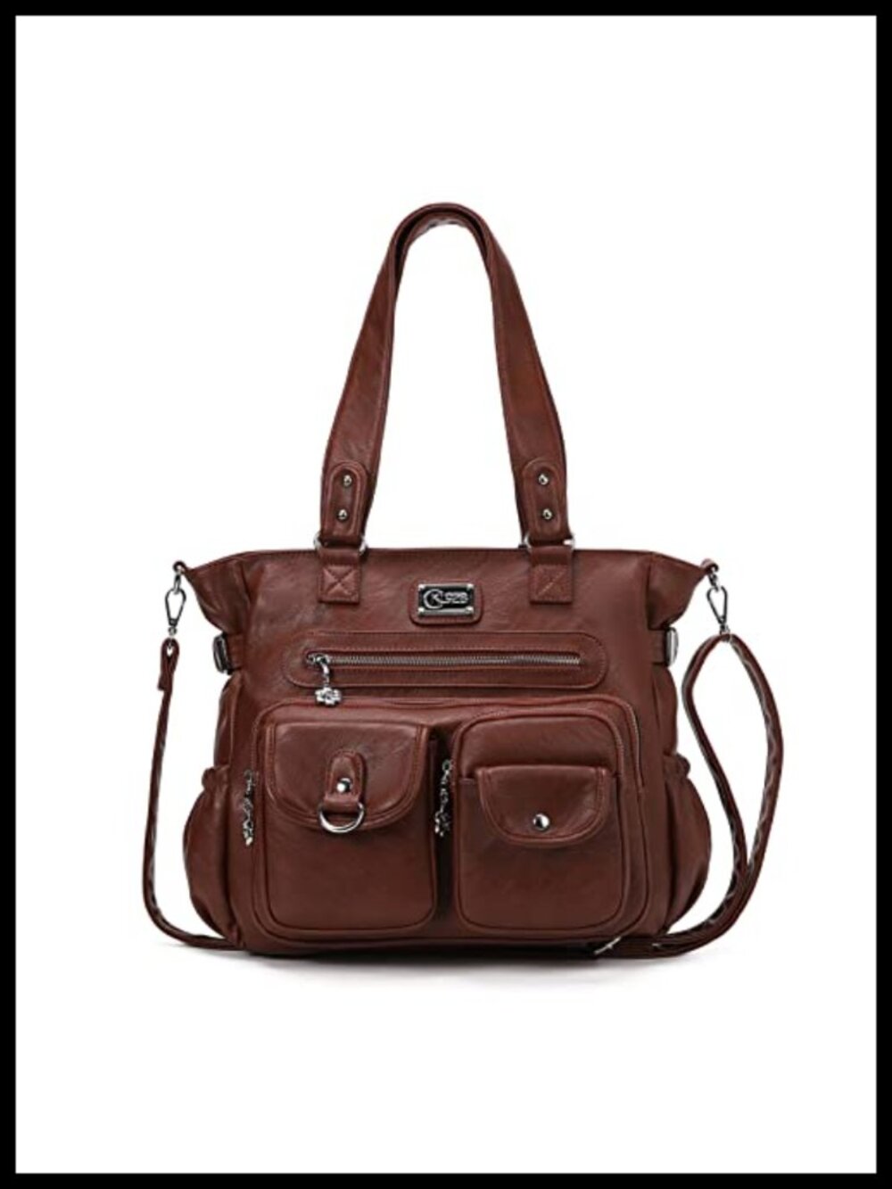 Large Hobo Shoulder Bag PU Leather Vegan Tote Crossbody Purse